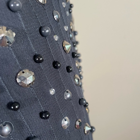 FRENCH CONNECTION Dress Navy Blue Studded Rockstud V Neck Sleeveless Shift boho - Picture 4 of 16